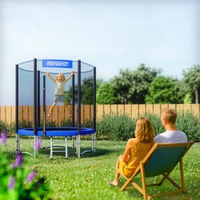Monzana Trampolina z siatką ochronną JUMP, Ø183 cm, czarna/niebieska