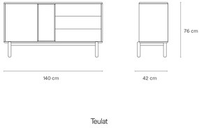 Ciemnoszara niska komoda 137x76 cm Corvo – Teulat