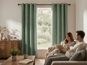Zaciemniająca zasłona LOOM VELVET 140x250 cm, zielona Zawieszanie: Metalowe pierścienie