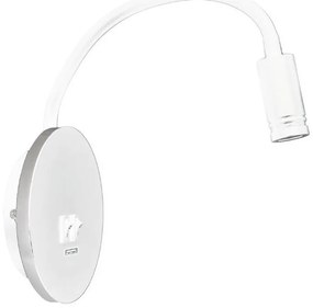 LED elastyczna lampka ścienna USB BASE 1xLED/8W+1xLED/2W/230V biała/srebrna