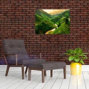 Obraz na szkle - Tarasy ryżowe Mu Cang Chai (70x50 cm)