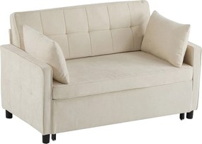 Kanapa 142x79x85cm - Regulowane oparcie - Sztruks - Z 2 poduszkami - Beżowa