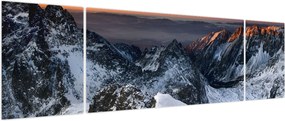 Obraz - Wschód słońca w górach (170x50 cm)