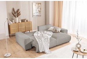 Jasnoszary sztruksowy rozkładany narożnik ze schowkiem (prawostronny) Sarina – Ropez