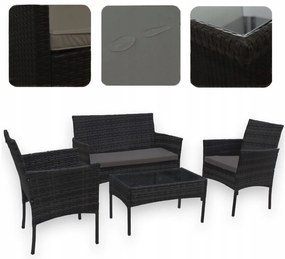 Zestaw mebli ogrodowych - sofa fotele i stolik Natal 010 czarny