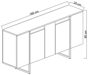 Antracytowa niska komoda 160x35 cm Luxe – Kalune Design