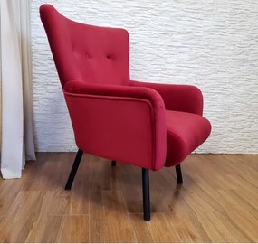Fotel TULIP tkanina Welur noga metalowa Uszak luksusowy komfort salonu : Kolor nogi - Czarna, Kolor tkaniny - VELVET - MG31
