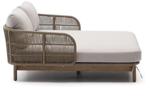 Kremowy/w naturalnym kolorze dwuosobowy drewniany leżak ogrodowy Catalina – Kave Home