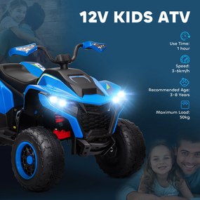 AIYAPLAY Elektryczny Quad dla Dzieci, 3-6 km/h, Oświetlenie LED, Muzyka, USB, dla Dzieci 3-8 Lat, Niebieski