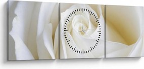 Obraz białej róży (z zegarem) (90x30 cm)
