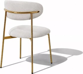 Krzesło tapicerowane Narelli kremowe złote nogi welur design retro
