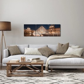 Obraz - Luwr w nocy (z zegarem) (90x30 cm)