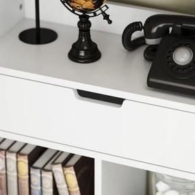 HOMCOM Półka na Książki, Regał Wielofunkcyjny, 9 Półek, Szufalda, Zabezpieczenie Przed Przewróceniem, 60 x 26 x 158 cm, Biały