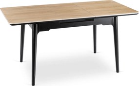 Zestaw Stół Rozkładany SAMER 120-160 cm Dąb/Czarny i 4 Krzesła Tapicerowane PERU Czarne Welurowe