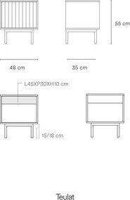 Czarna szafka nocna z matowym wykończeniem Sierra – Teulat