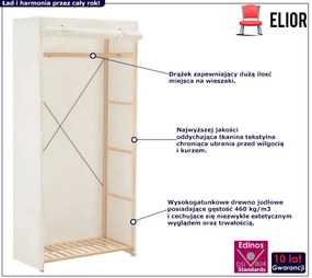 Biała szafa tekstylna z drążkiem - Gerom 4X