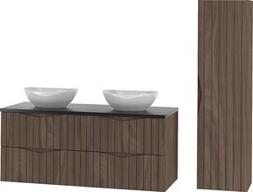 Zestaw Łazienkowy 120cm Szafka z Blatem Umywalka Słupek Ryflowane Fronty Dąb Orzech Stella