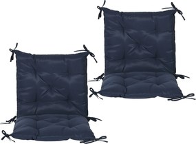 Outsunny Zestaw 2 poduszek, 98 x 50 cm, poduszki na krzesła z taśmami wiążącymi, pokrowiec materiałowy, 8 cm grubości, ciemnoniebieskie | Aosom PL