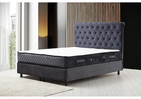 Ciemnoniebieskie łóżko boxspring ze schowkiem 160x200 cm Sonata – Kalune Design