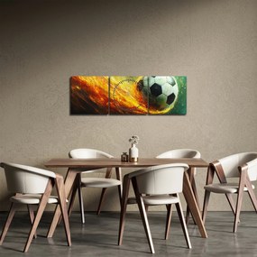 Obraz - Piłka nożna w locie (z zegarem) (90x30 cm)
