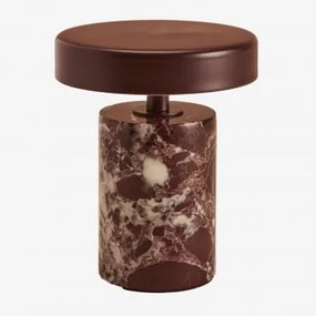 Bezprzewodowa Lampa Stołowa Led Do Użytku Zewnętrznego Z Żelaza I Naturalnego Kamienia Isasia Czerwony Marmur Cherry Gold - Sklum