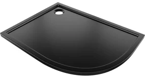 Mexen Flow brodzik półokrągły asymetryczny slim lewy 90 x 80 cm, czarny mat - 46Q708090L