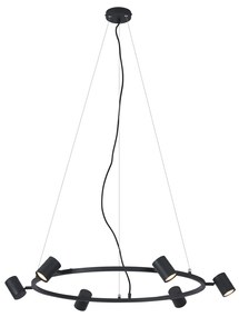 Nowoczesna lampa wisząca czarna 6-punktowa - Jeana Circle Nowoczesny Oswietlenie wewnetrzne