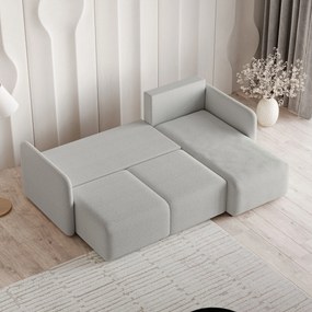 Masseno Narożnik SUVINO z funkcją spania i pojemnikiem na pościel Narozniki L, Rozkładana sofa - Jasnoszary, QUELLE 83