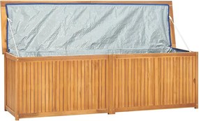 Skrzynia ogrodowa z litego drewna tekowego 175x50x55 cm z łatwą pokrywą i wodoodpornym workiem wewnętrznym