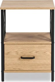 Szafka Nocna do Sypialni LOGAN 40 cm Dąb/Czarny Loft