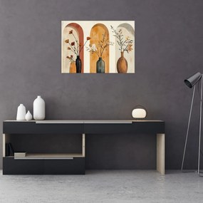 Obraz na szkle - Wazony w łukach (70x50 cm)