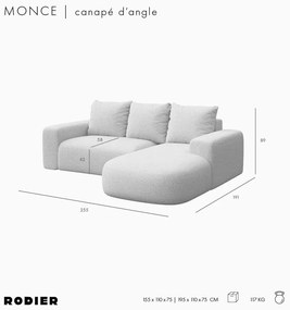 Zielony narożnik z materiału bouclé (prawostronny/z szezlongiem) Monce – Rodier