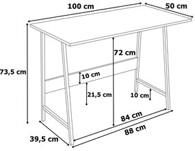 Industrialne biurko z metalowym stelażem modern oak - Eftor