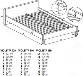 Łóżko metalowe z zagłówkiem Violetta 160