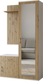 Garderoba VENTO - Biały / Front Dąb artisan