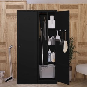 Metalowa szafa gospodarcza wąska Agnes 50x50x185 cm, czarna