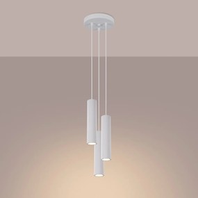 Lampa wisząca KARBON 3P biała ryflowana SOLLUX  LIGHTING