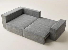 Szary rozkładany/ze schowkiem narożnik z tkaniny szenilowej (lewostronny/w kształcie litery L) Tonga – Maison de Rêve