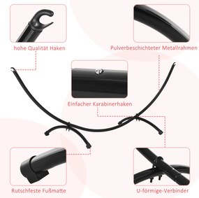 Nowoczesny Stojak na Hamak Outsunny do 305 cm, Metalowy, Czarny, z Antypoślizgowymi Stopami