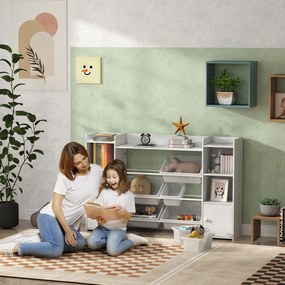 AIYAPLAY Regał dziecięcy na zabawki i książki, do przejrzystego sprzątania, 8 wyjmowanych skrzynek, Biały