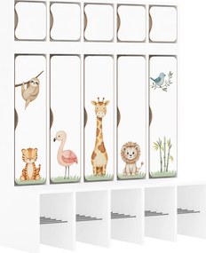 Szafka do szatni przedszkolnej 5-osobowa z drzwiczkami góra/dół Blox Nature, index SZT-5R-B-C-A