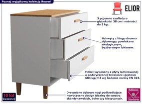 Komoda z szufladami na nóżkach biały + hikora - Rewer 4X