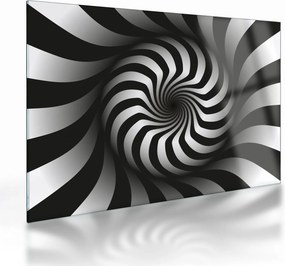 Obraz na szkle - Abstrakcyjny obraz czarno - białej spirali (70x50 cm)