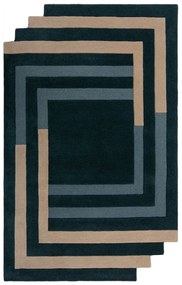 Ciemnozielony wełniany dywan tkany ręcznie 200x290 cm Labyrinth Shaped – Flair Rugs