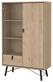 Witryna w dekorze dębu w naturalnym kolorze 102x162x40 cm Ry – Tvilum