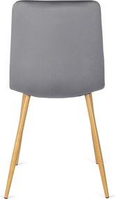 Zestaw Stół Prostokątny Rozkładany SKUBI 120-160 cm Dąb Artisan i 6 Krzeseł Tapicerowanych do Jadalni FREDY Szarych Welurowych