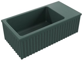 Umywalka betonowa ryflowana nablatowa / wisząca prostokątna 60 x 30 cm WELLE | różne kolory : Kolor - Oliwkowy, Typ montażu - podwieszana