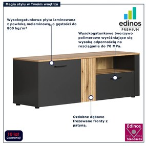 Szafka RTV z lamelami grafit + dąb evok K5-G65