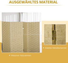 HOMCOM Parawan 4-częściowy 160 x 170 cm, przegroda z włókna falistego do salonu, brązowy | Aosom PL