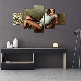 Obraz kobiety na plaży (125x70 cm)